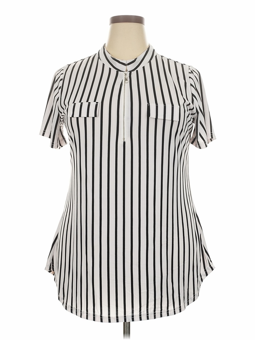 Bulotus women's vertical striped popover tunic blouse (008)